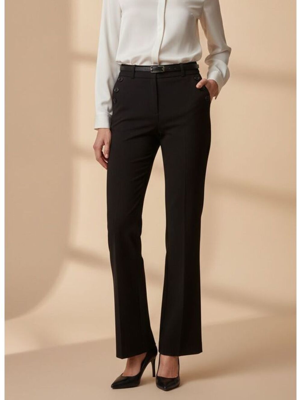 Le Chateau Black Flare Dress Pants High Waist Office Siren Size 1/2